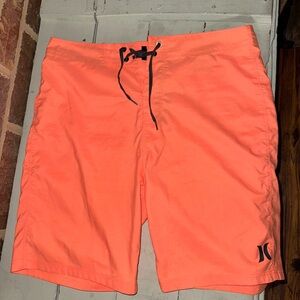 Men’s Hurley Neon Orange Swim Trunks Size 32 Board Shorts